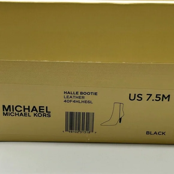 Michael Kors Halle Leather Ankle Bootie Black with Crystal Heel Size 7.5M NWB - Picture 11 of 12